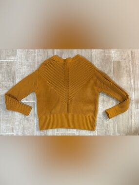 a.n.a Mustard Ribbed V-Panel Crewneck Sweater